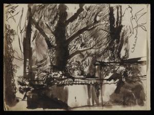 Drawing of a wall in front of a large tree [1942] Keith Vaughan 1912-1977 Purchased by the archive from Thos. Agnew and Sons Ltd in November 1990 http://www.tate.org.uk/art/archive/TGA-9013-1-37-1